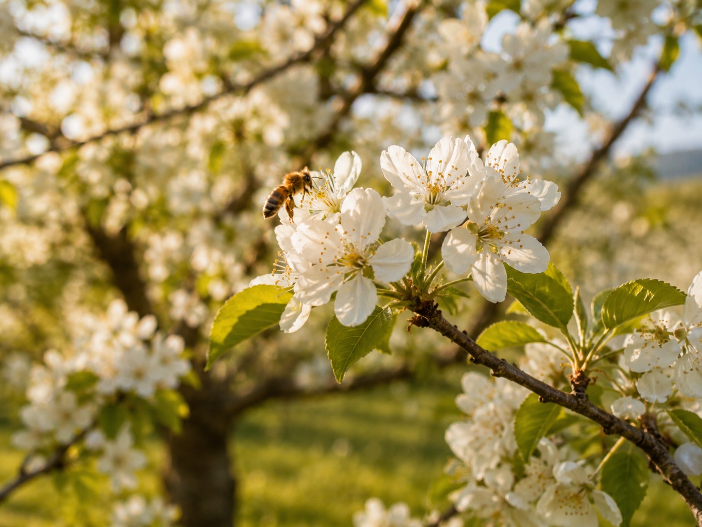 Biene an Obstblüte im Bergischen Land